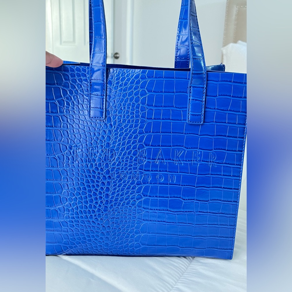 Ted Baker Blue Crocodile Embossed Tote